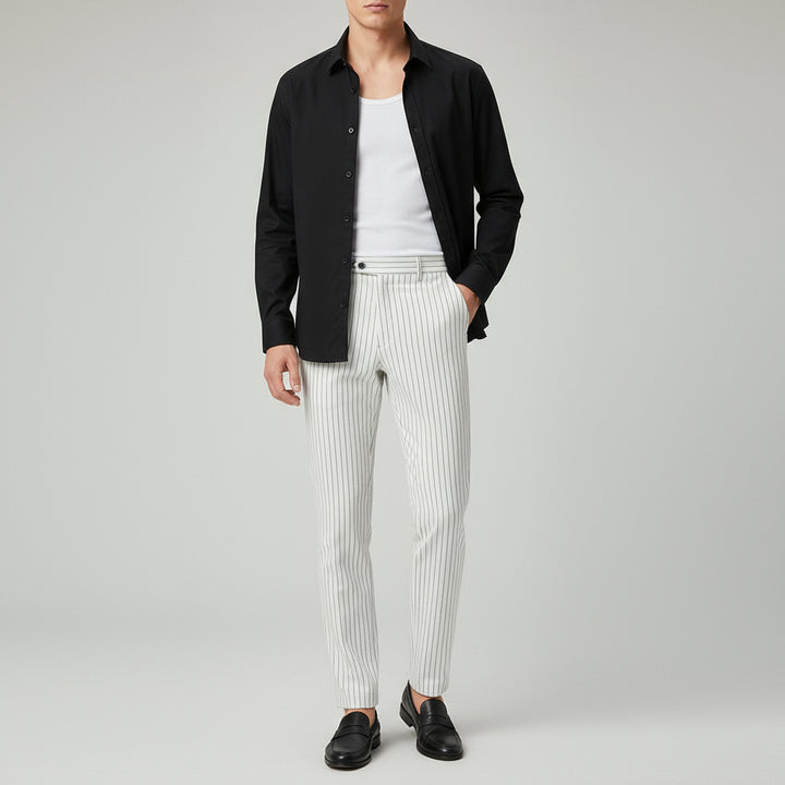 Pantalones de traje sueltos de rayas delgadas para hombre