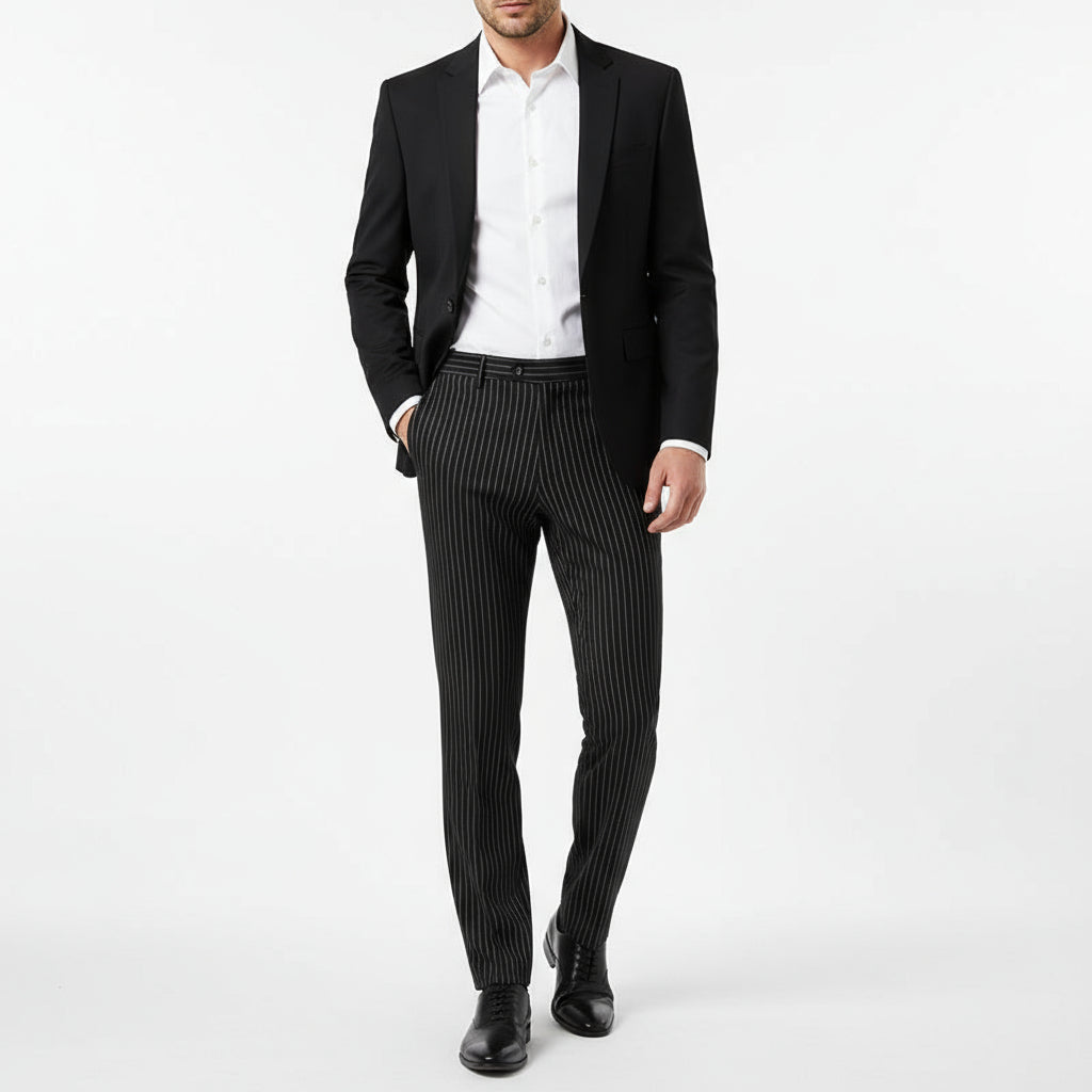 Pantalones de traje sueltos de rayas delgadas para hombre