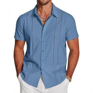 Camisa de Hombre de Solapa de Vacaciones en Hawaii de Tendencia
