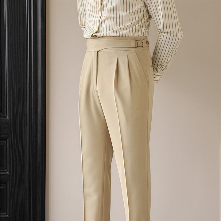Pantalones de Traje Casual Retro Británico con Hebilla para Hombre en París