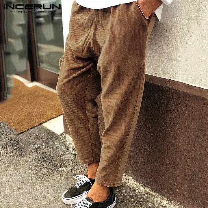 Pantalones de pana para hombres de invierno, joggers de streetwear