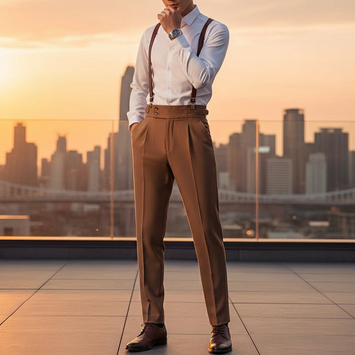 Pantalones Casuales Rectos de Color Sólido de Cintura Alta Retro de Otoño