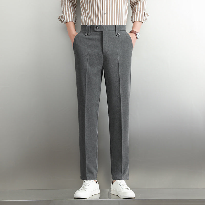 Pantalones de traje simples para hombre, pantalones de negocios rectos y sueltos