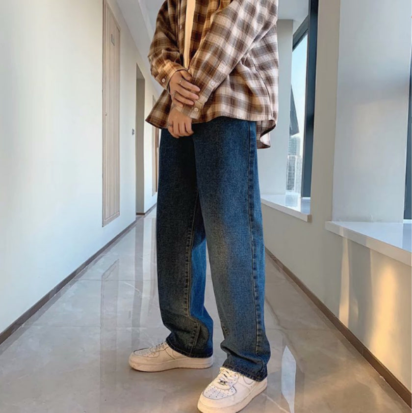 Spring And Autumn Retro Denim Pants Men