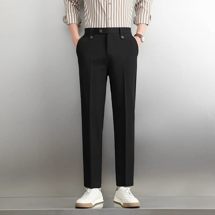 Pantalones de traje simples para hombre, pantalones de negocios rectos y sueltos