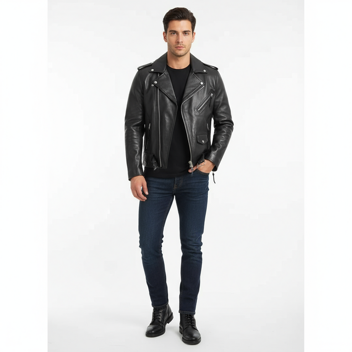 Ray | Classic Leather Biker Jacket