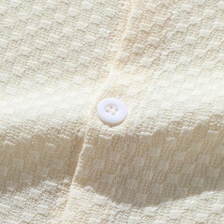 Camisa Casual de Cuello Alto para Hombre Verano Transpirable de Color Sólido