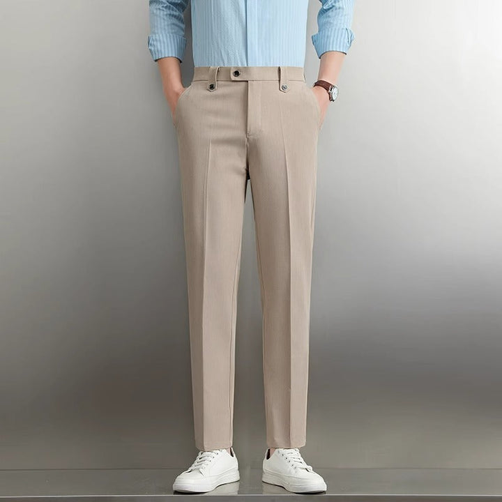 Pantalones de traje simples para hombre, pantalones de negocios rectos y sueltos