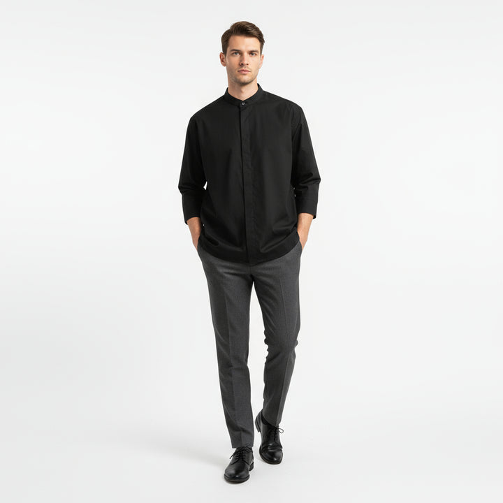 Camisa de Hombre China Camisa de Verano con Cuello de Pie Camisa de Media Manga para Hombre