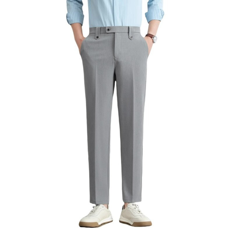 Pantalones de traje simples para hombre, pantalones de negocios rectos y sueltos