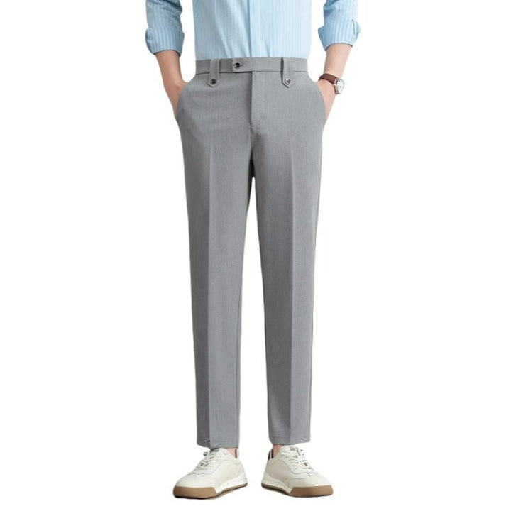 Pantalones de traje simples para hombre, pantalones de negocios rectos y sueltos