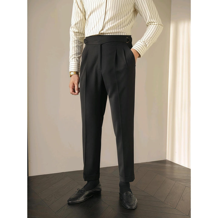 Pantalones de Traje Casual Retro Británico con Hebilla para Hombre en París