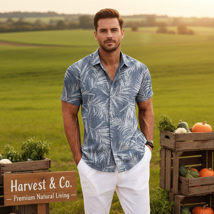 Camiseta de lino para hombre de manga corta suelta