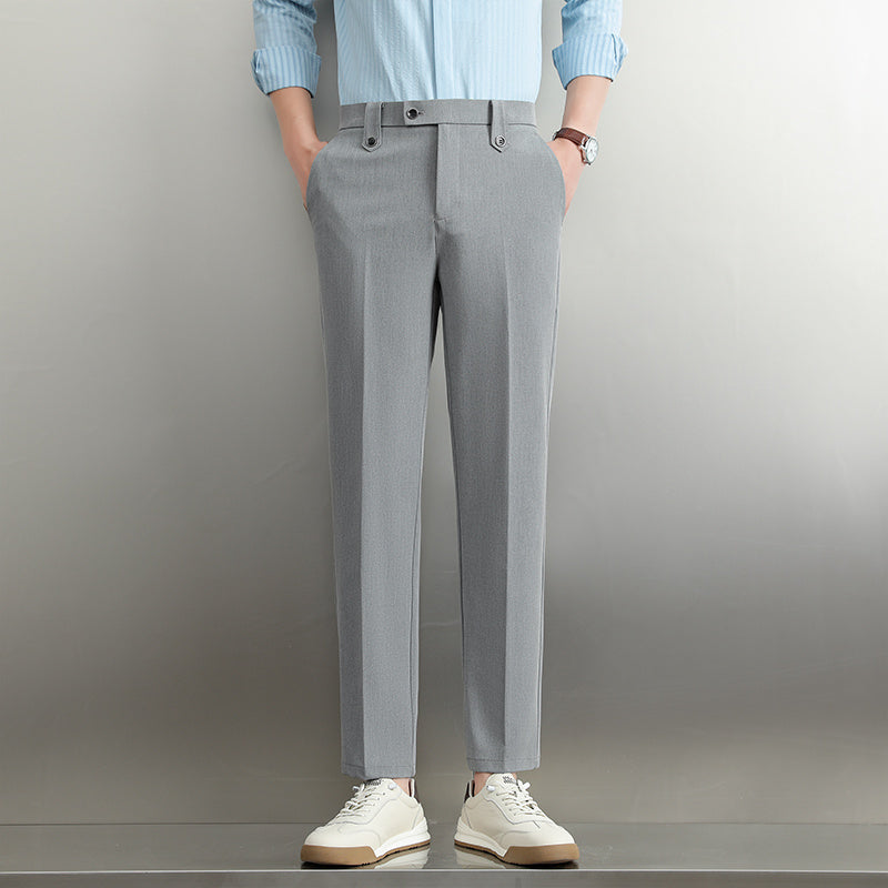 Pantalones de traje simples para hombre, pantalones de negocios rectos y sueltos