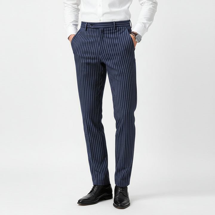 Pantalones de traje sueltos de rayas delgadas para hombre