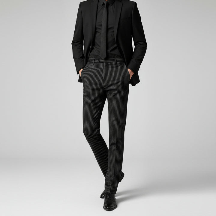 Pantalones de traje sueltos de rayas delgadas para hombre