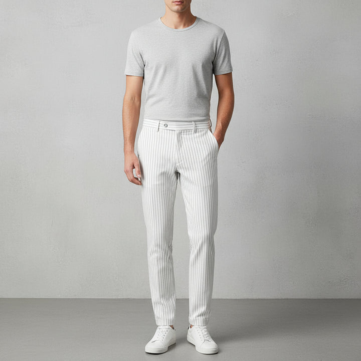 Pantalones de traje sueltos de rayas delgadas para hombre