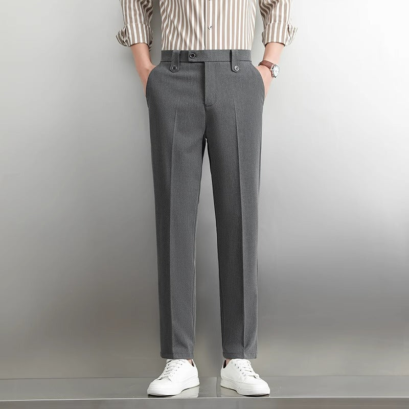 Pantalones de traje simples para hombre, pantalones de negocios rectos y sueltos