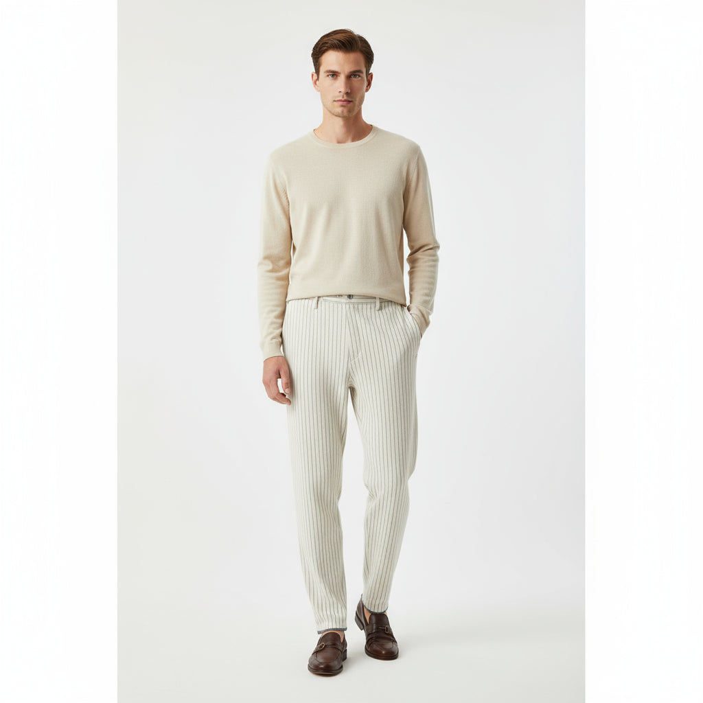 Pantalones de traje sueltos de rayas delgadas para hombre