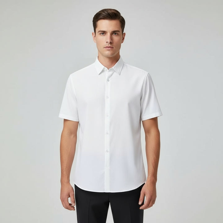 Camisa de Hombre China Camisa de Verano con Cuello de Pie Camisa de Media Manga para Hombre