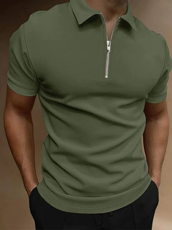 Men's Polo Shirt Solid Color Polo Collar T-shirt Casual Fit Top Men's Clothing