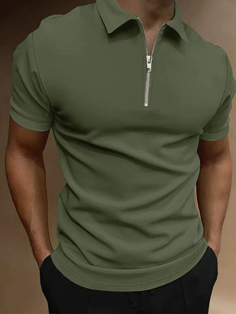 Camisa Polo para Hombre de Color Sólido, T-shirt de Cuello Polo, Top Casual, Ropa de Hombre