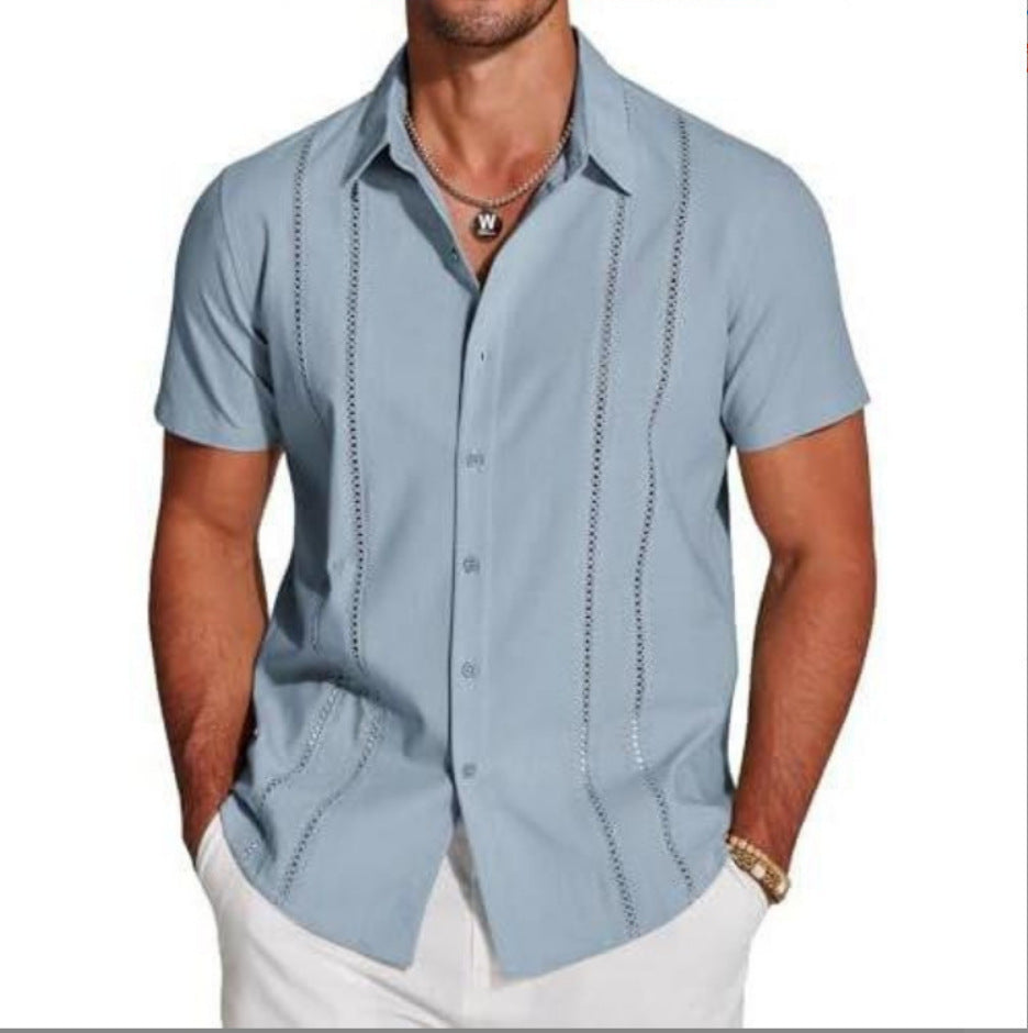 Camisa de Hombre de Solapa de Vacaciones en Hawaii de Tendencia