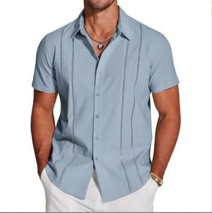 Camisa de Hombre de Solapa de Vacaciones en Hawaii de Tendencia