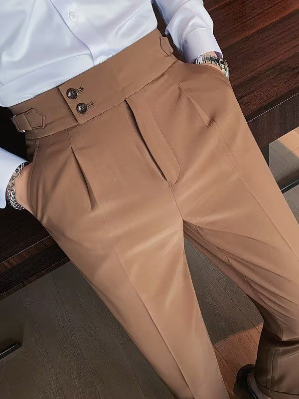Pantalones Casuales Rectos de Color Sólido de Cintura Alta Retro de Otoño