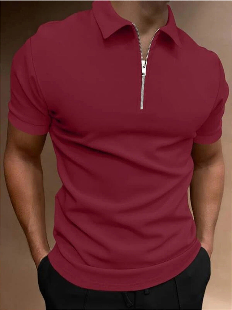 Camisa Polo para Hombre de Color Sólido, T-shirt de Cuello Polo, Top Casual, Ropa de Hombre